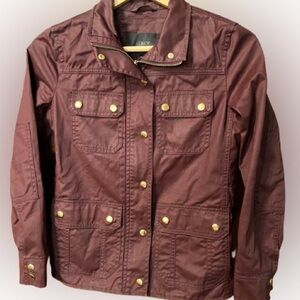 J. Crew Downtown Field Wine Jacket with Gold Buttons Size PXS